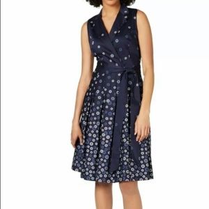 NWT ANNE KLEIN Navy Floral Dress Blue Fit & Flare